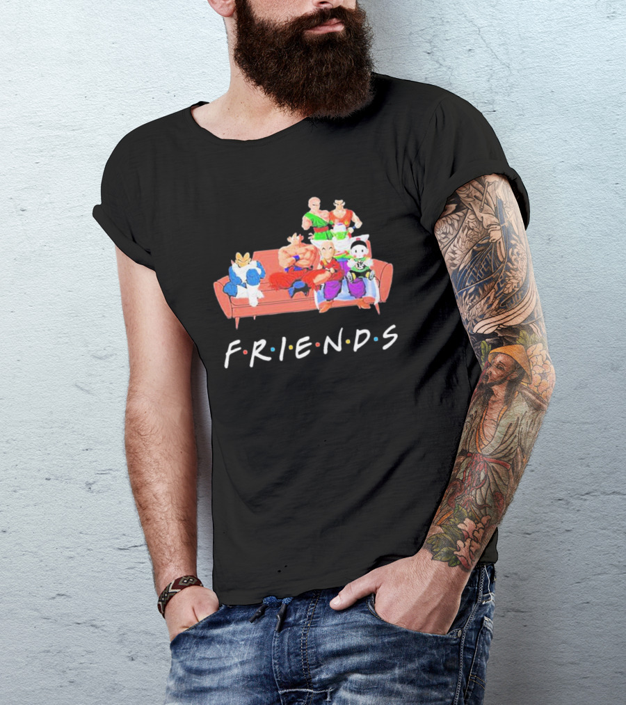 FRIENDS Son Goku Dragon Ball Characters Sitting Together T-Shirt