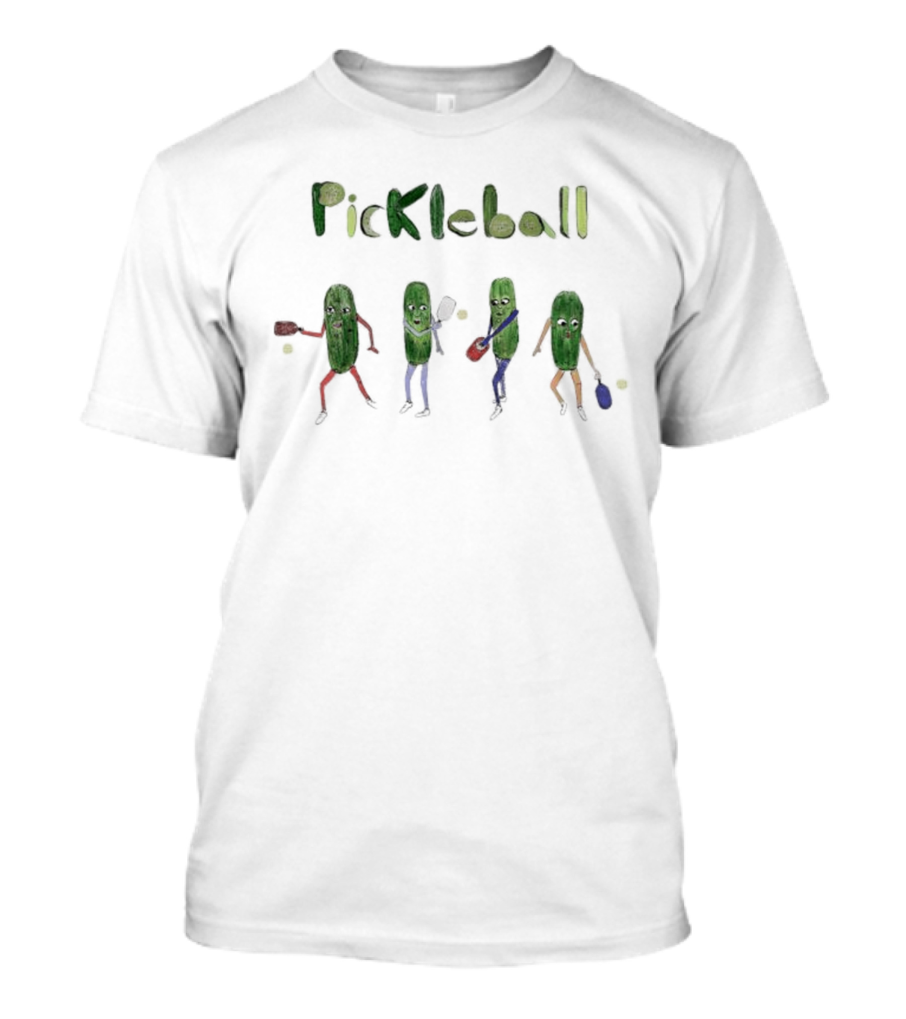 Pickleball Pickle Characters Playing With Rackets T-Shirt