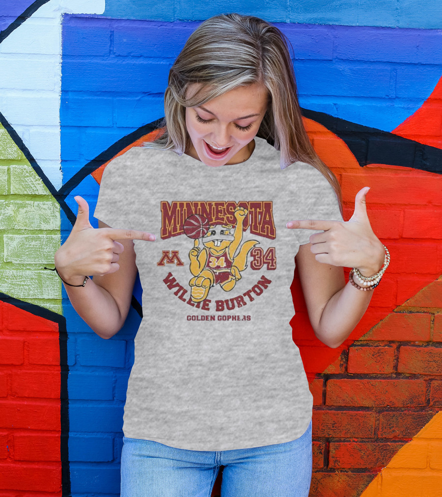 Minnesota 34 Willie Burton Golden Gophers Basketball T-Shirt