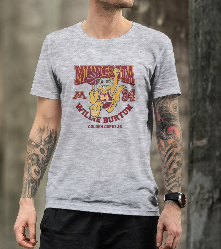 Minnesota 34 Willie Burton Golden Gophers Basketball T-Shirt