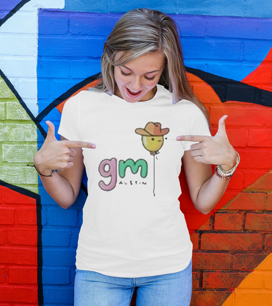 Gm Austin Doodles Balloon With Cowboy Hat T-Shirt