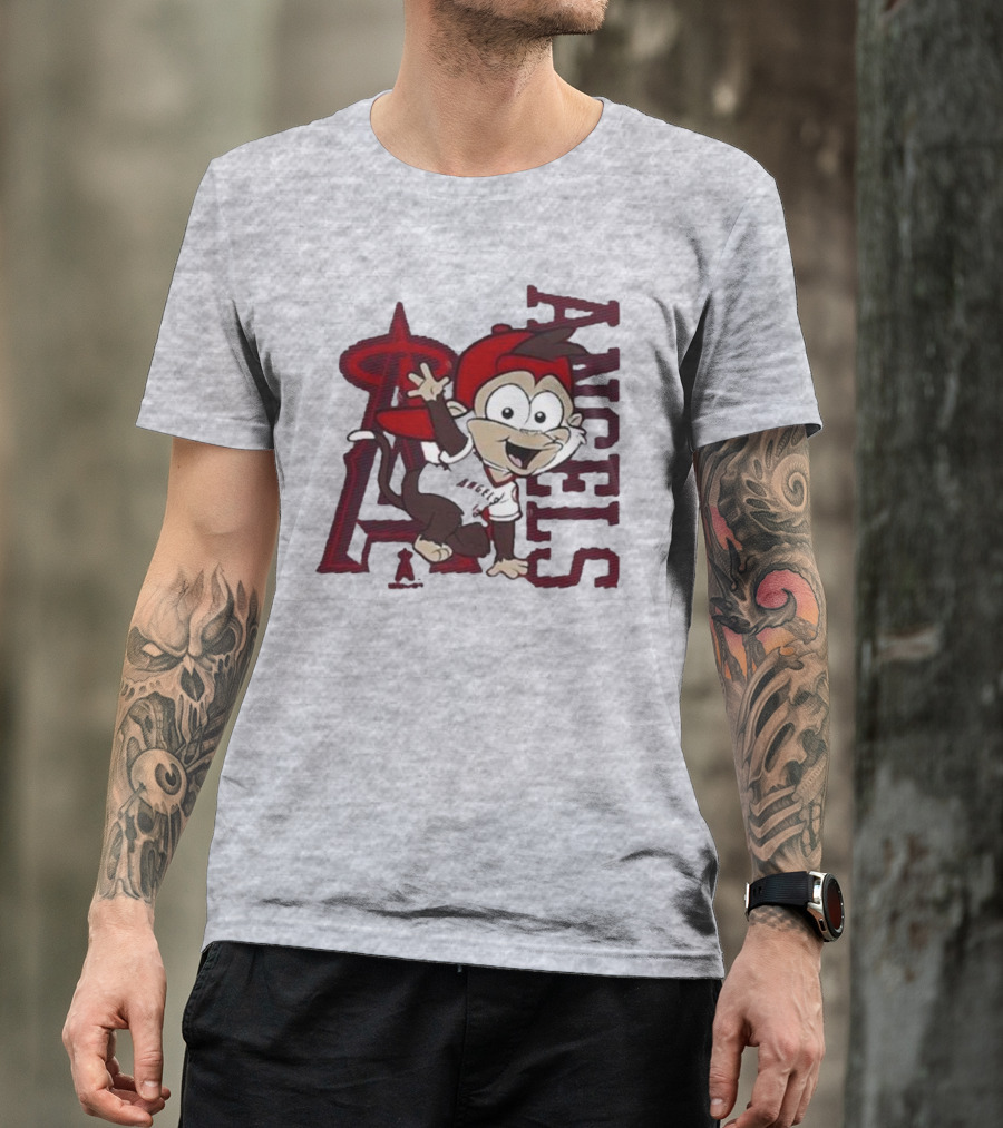 Los Angeles Angels Infant Mascot 2.0 Cheerful Cartoon Character With Iconic Logo And Text 'Angels' T-Shirt