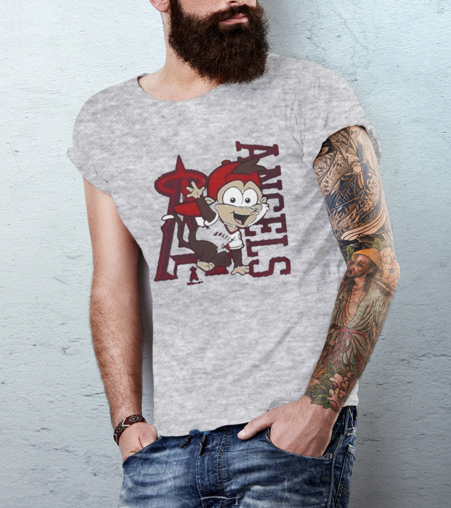 Los Angeles Angels Infant Mascot 2.0 Cheerful Cartoon Character With Iconic Logo And Text 'Angels' T-Shirt