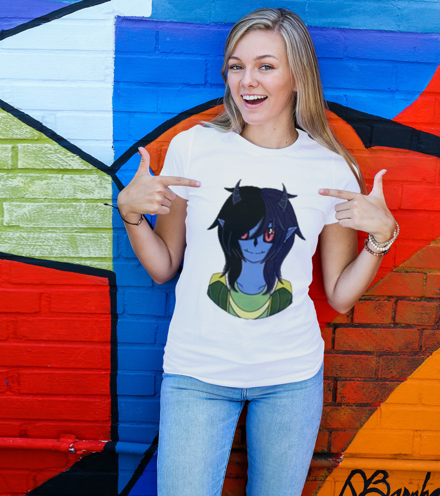 Zombicplayz's Anime-Style Blue Demon Character With Red Eyes And Horns T-Shirt