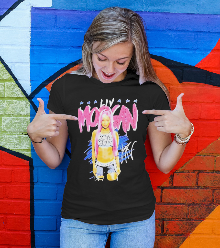 Liv Morgan Pop Signature Blue Stars T-Shirt