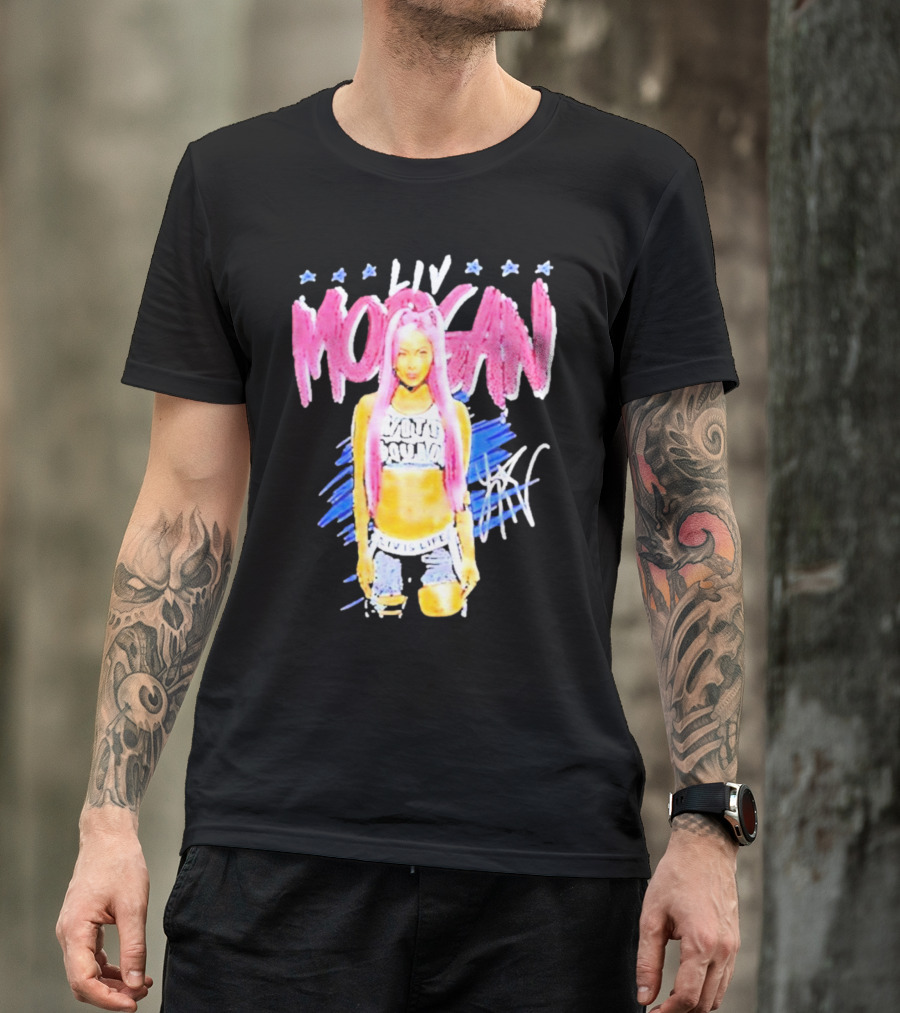Liv Morgan Pop Signature Blue Stars T-Shirt