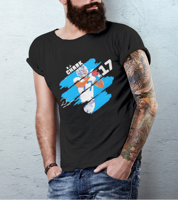 D.J. Chark Carolina Panthers Stripes 17 Signature T-Shirt