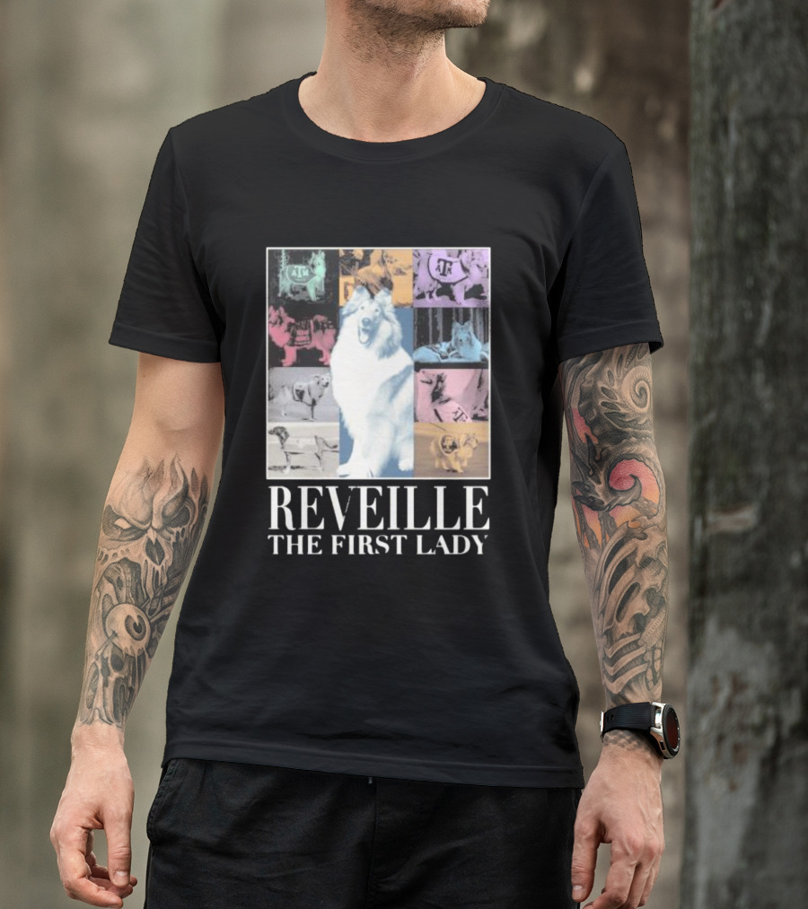 Reveille The First Lady Texas A&M Colorful Collage T-Shirt