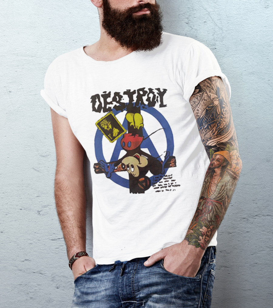 Destroy Crucified Mickey Mouse With Anarchy Symbol Seditionaries T-Shirt
