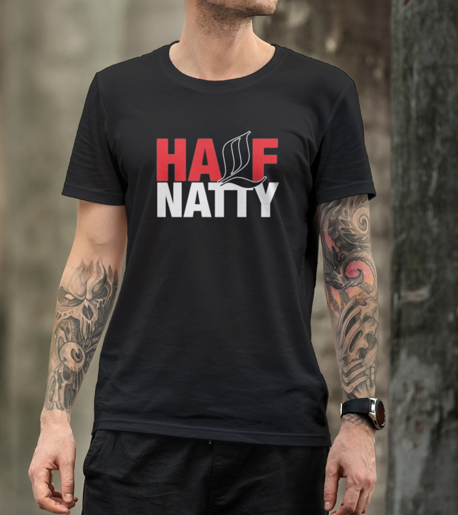 HALF NATTY Gym Bodybuilding Styled Leaf Motif T-Shirt