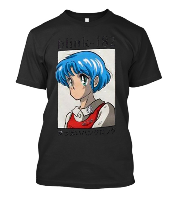 Blink-182 Anime Character Illustration Blue Hair Iconic T-Shirt