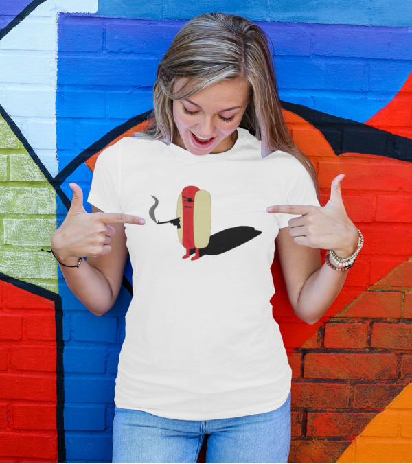 Diabolical Hot Dog With Gun And Eye Patch T-Shirt