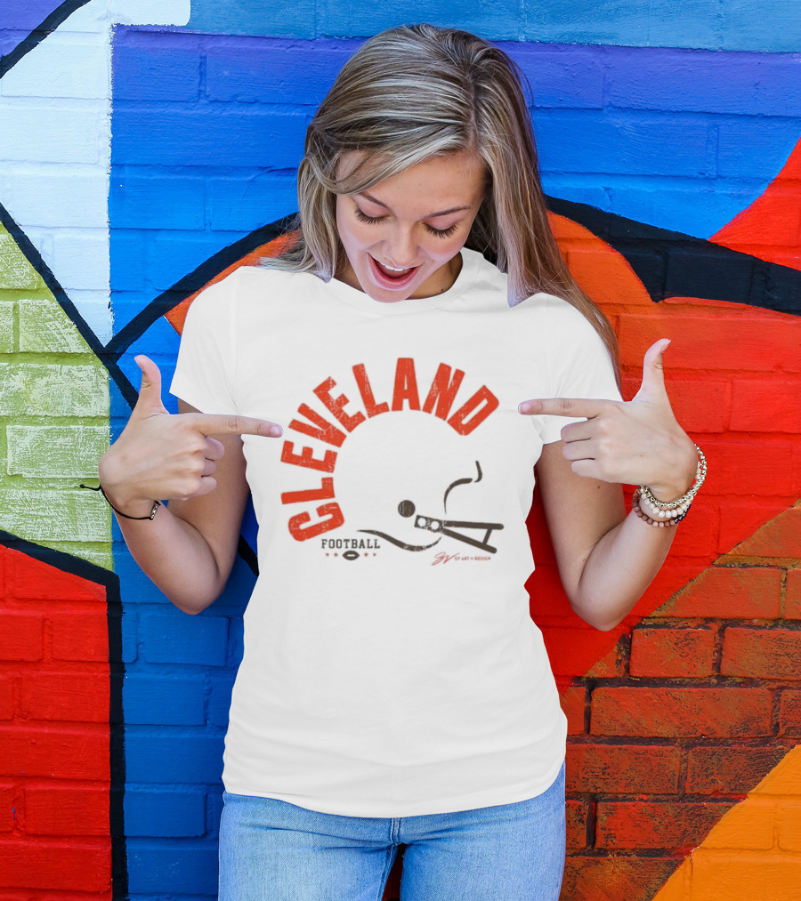 Cleveland Football Helmet Bold Type T-Shirt