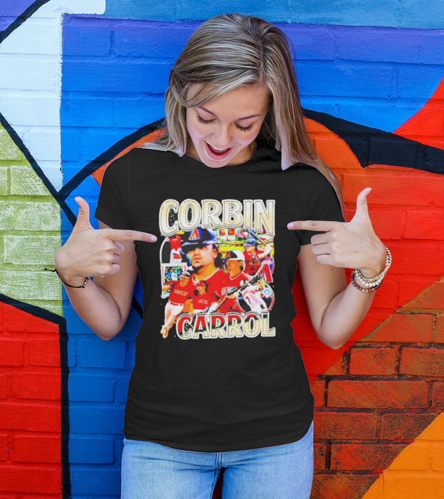 CORBIN CARROL BASEBALL VINTAGE PLAYER ACTION COLLAGE T-Shirt