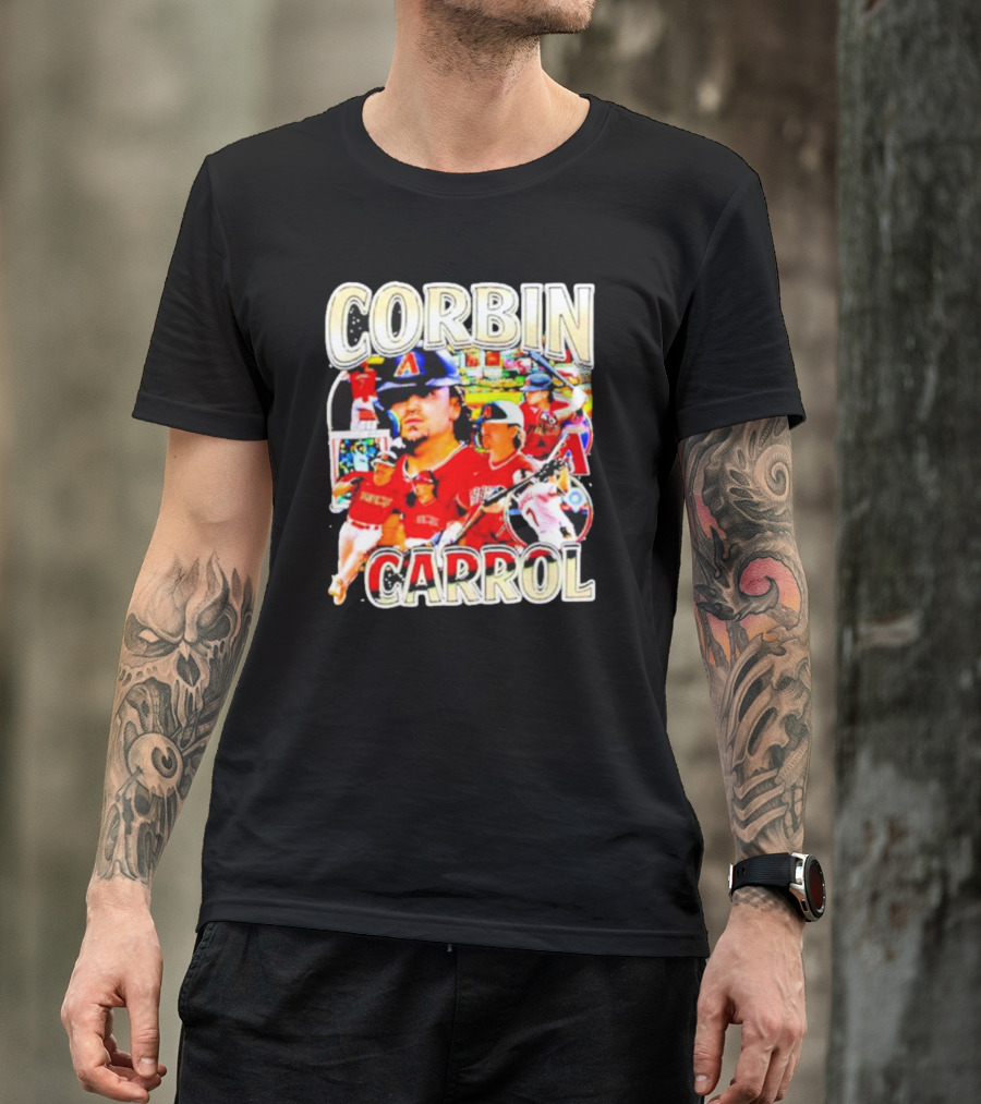 CORBIN CARROL BASEBALL VINTAGE PLAYER ACTION COLLAGE T-Shirt