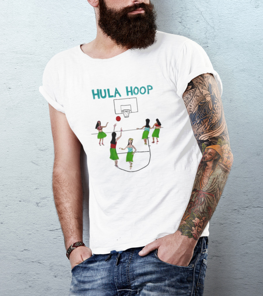 Hula Hoop Basketball Hula Dancers Court Scene T-Shirt