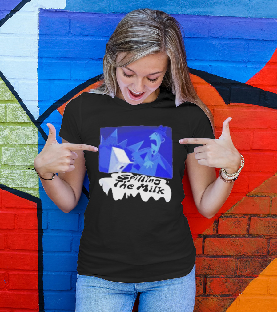 Spilling The Milk Blue Businessman Cartoon T-Shirt