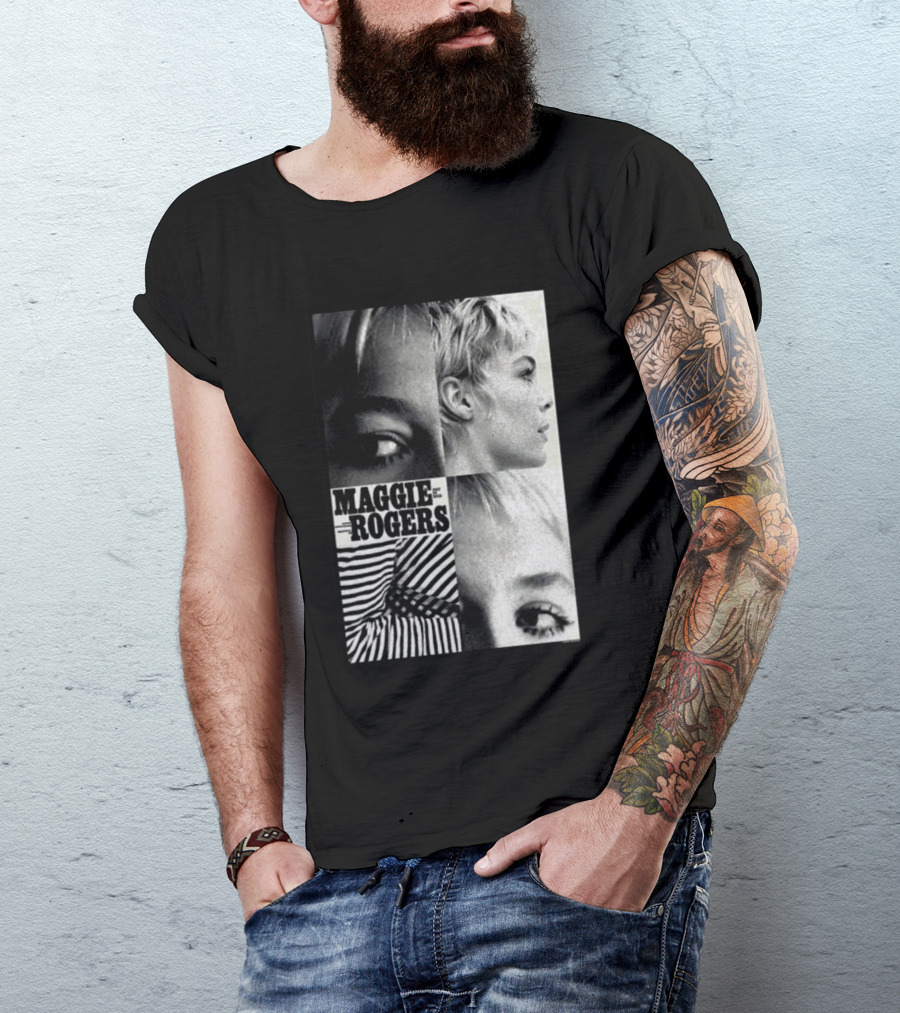 Maggie Rogers Vintage Black And White Portrait Collage Nashville T-Shirt