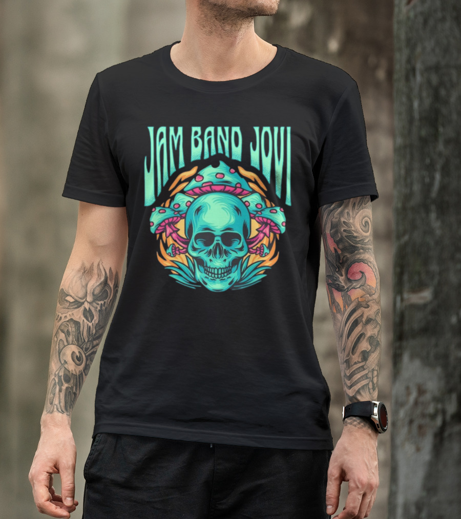 Jam Band Jovi Psychedelic Skull And Mushrooms T-Shirt