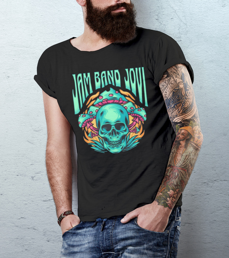 Jam Band Jovi Psychedelic Skull And Mushrooms T-Shirt