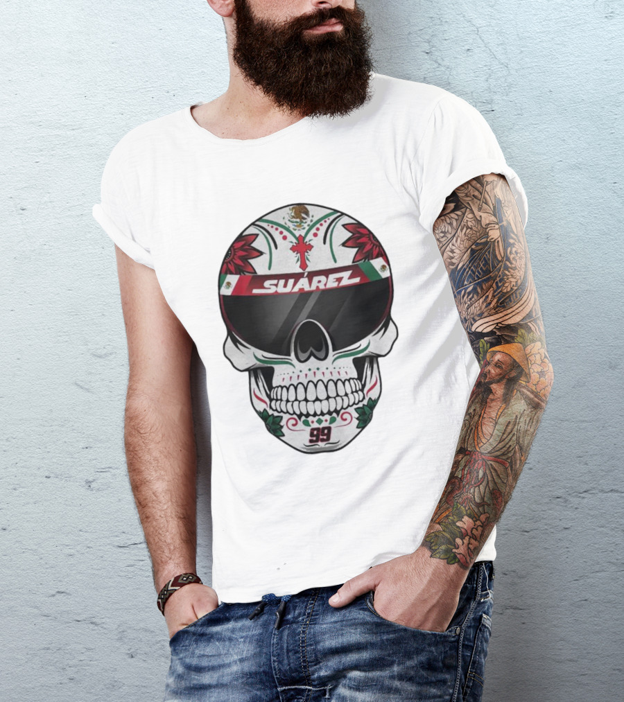 Suarez Racing Helmet Visor Skull With Number 99 T-Shirt