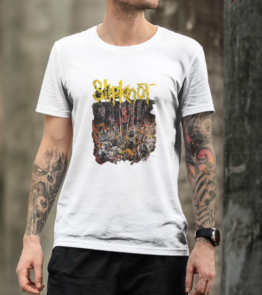 Slipknot Live At MSG Concert Art With Number 8 Grunge T-Shirt