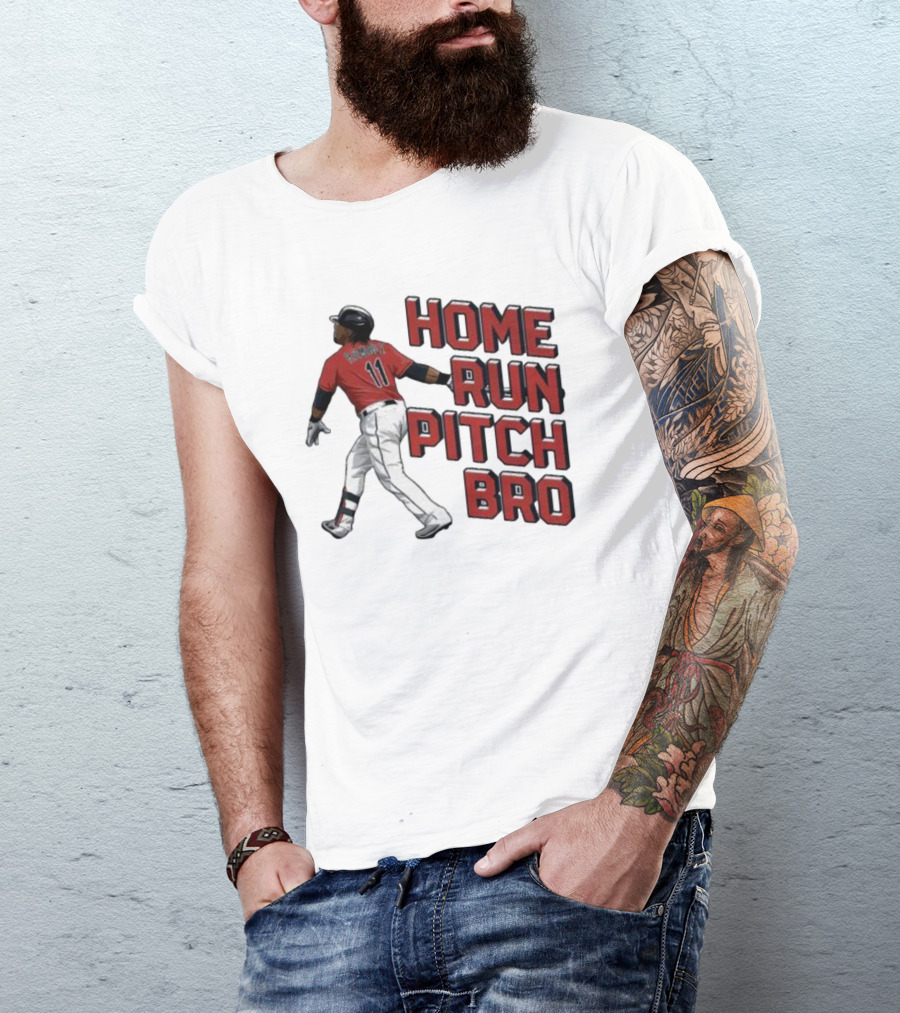 HOME RUN PITCH BRO BASEBALL SWING VINTAGE RED AND BLACK T-Shirt