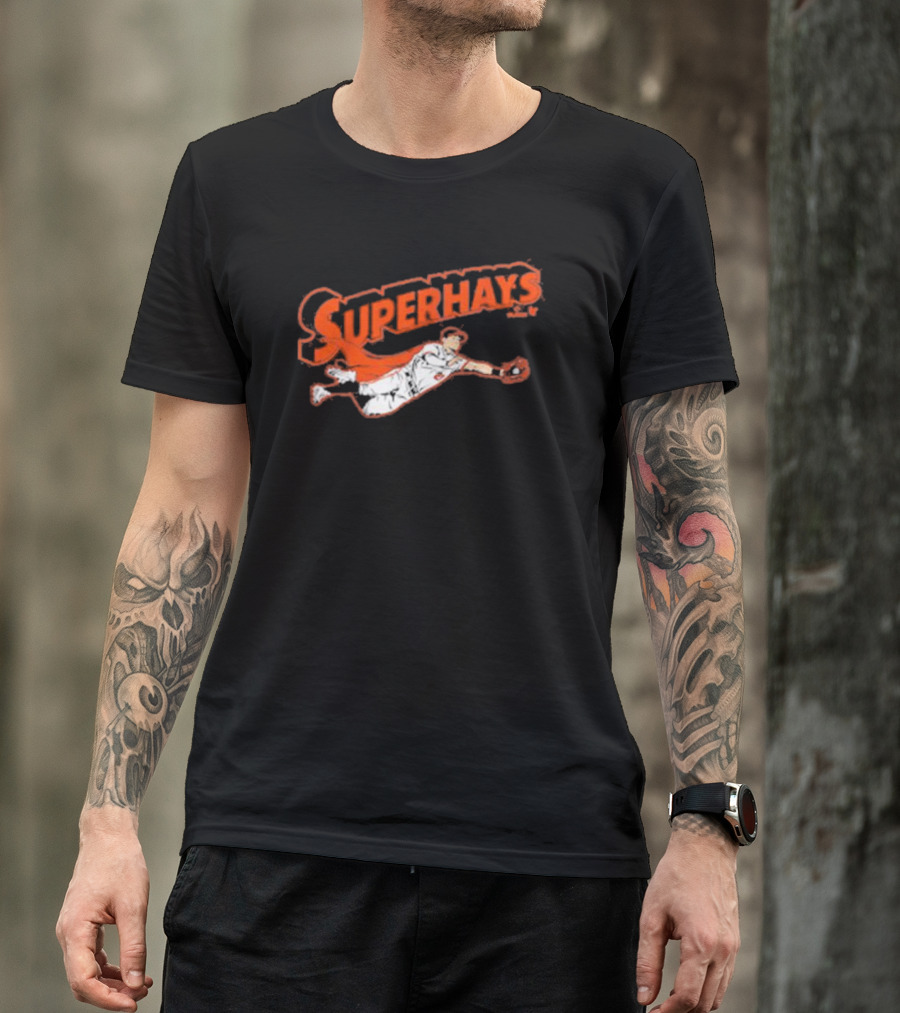 Superhays Austin Hays Baseball Flying Action T-Shirt