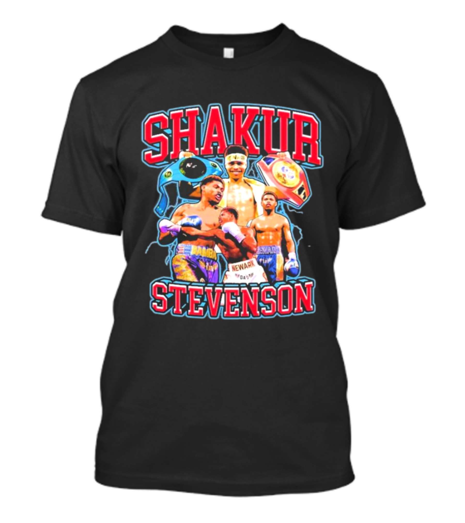 Shakur Stevenson Boxing Champion Imagery With Championship Belts T-Shirt