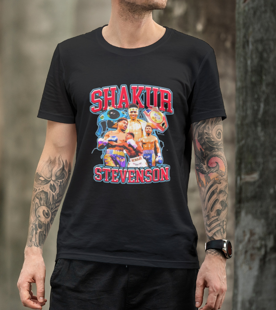 Shakur Stevenson Boxing Champion Imagery With Championship Belts T-Shirt
