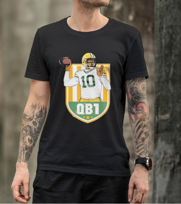 Cheeseheadtv QB1 Green And Gold Football Number 10 T-Shirt