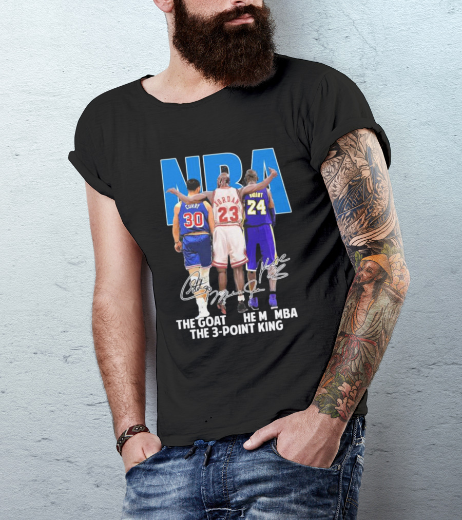 NBA Curry Jordan Bryant The Goat The Mamba The 3-Point King Signature T-Shirt