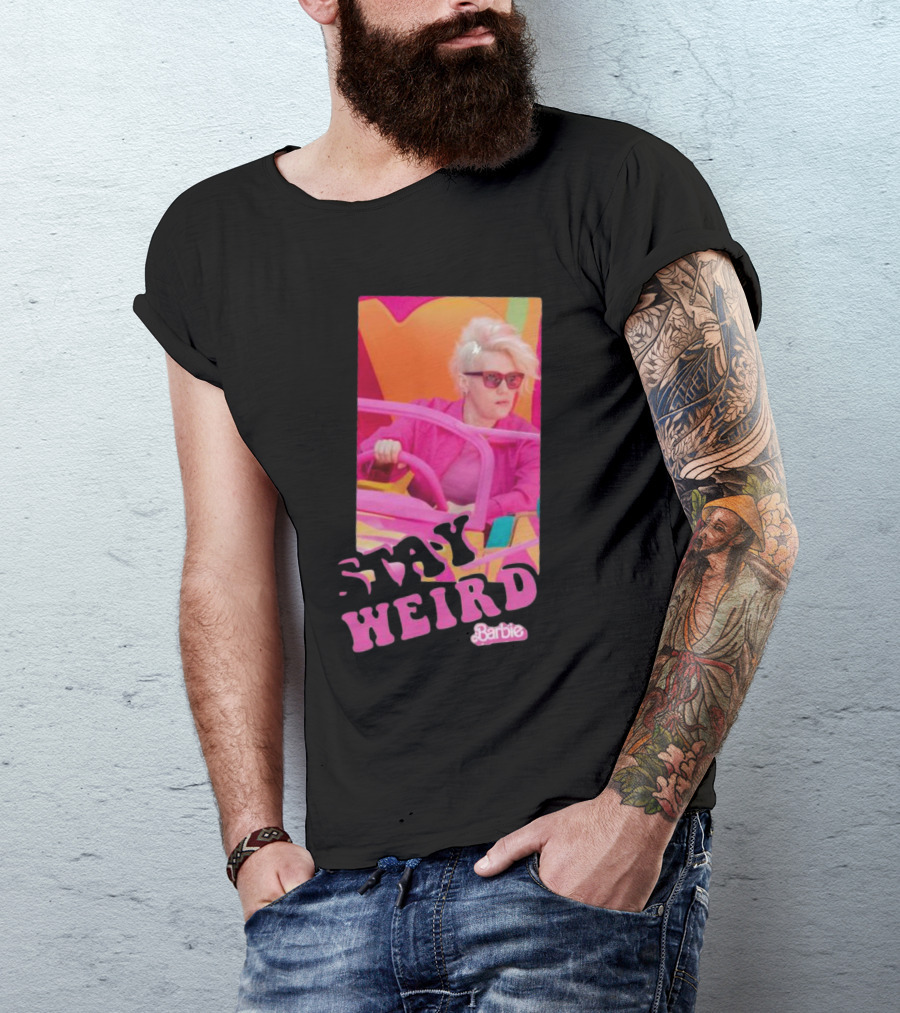 Barbie Movie Stay Weird Pink Jacket Sunglasses T-Shirt
