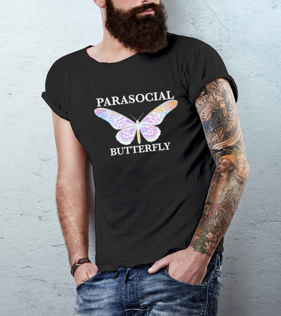 Parasocial Butterfly Rainbow Holographic T-Shirt