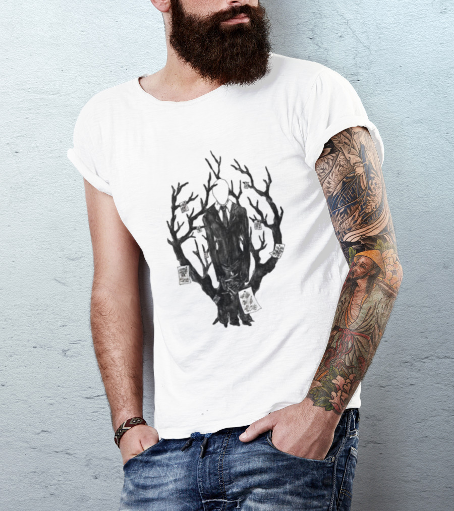 Slenderman III Halloween Tree Branches Cards T-Shirt