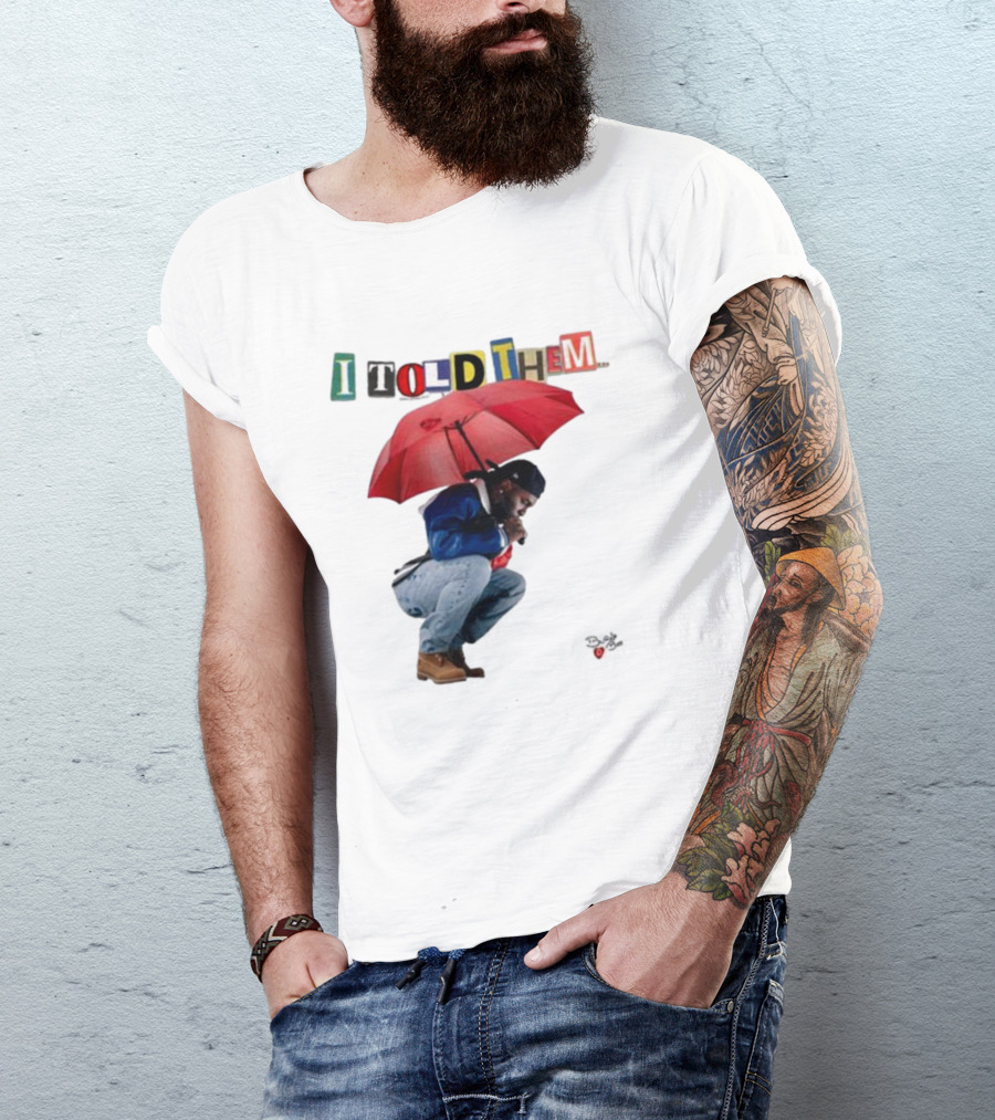 Reexreemz I Told Them Burna Boy Red Umbrella Crouching T-Shirt
