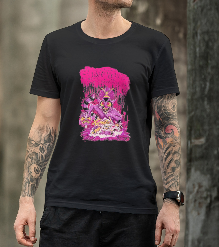 Sanguisugabogg Madagascar Lemur Creature In Psychedelic Pink With Dripping Effect T-Shirt