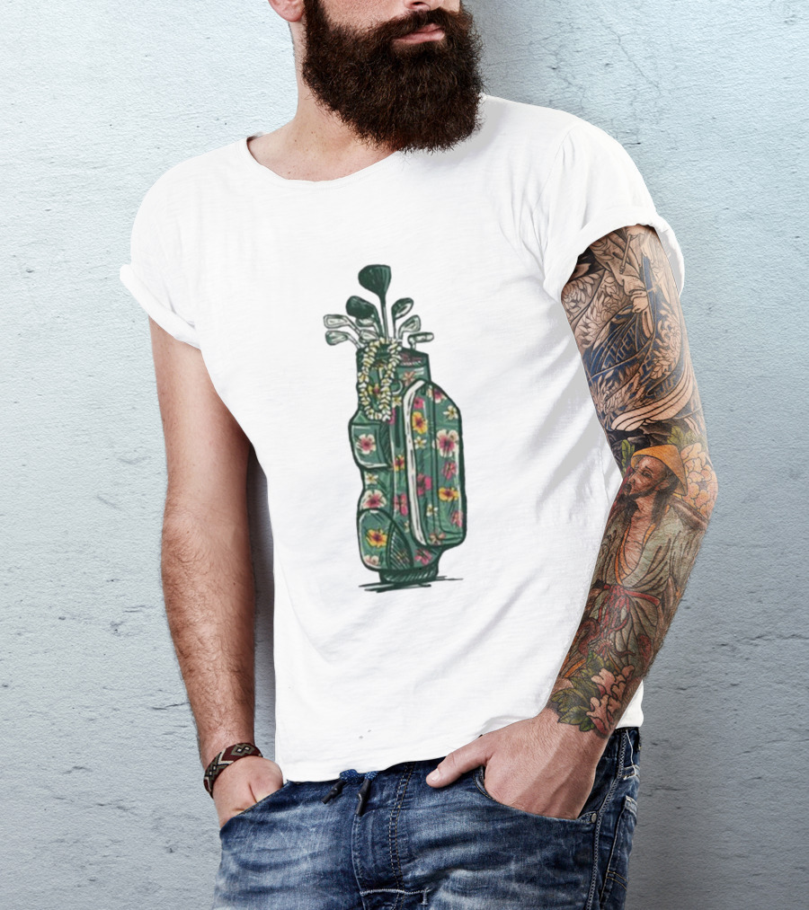 Golf Maui Pocket Hawaiian Floral Golf Bag T-Shirt
