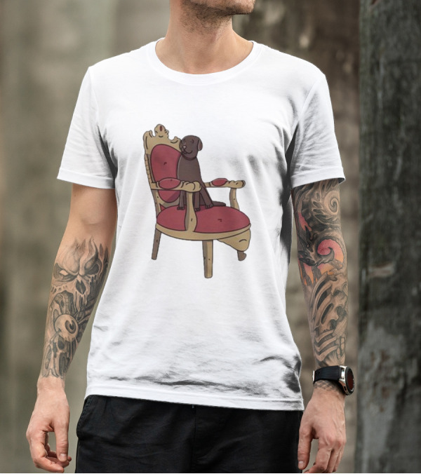 Poorly Drawn Arsenal Dog On Ornate Chair T-Shirt