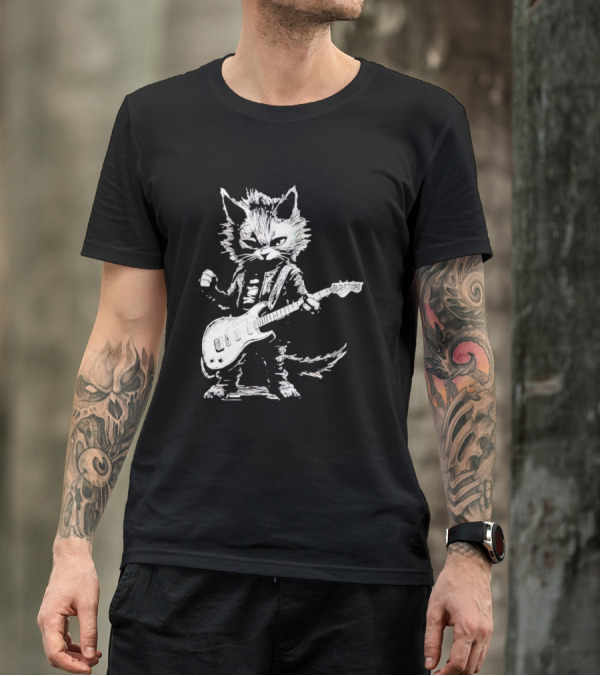 Guitar Cat Rock Kitty Playing Guitar Gifts For Her T-Shirt