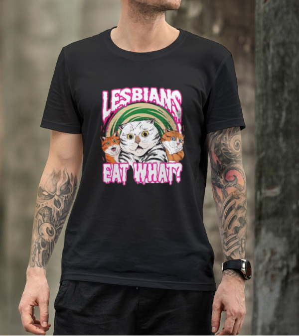Lesbians Eat What Cats Cartoon T-Shirt