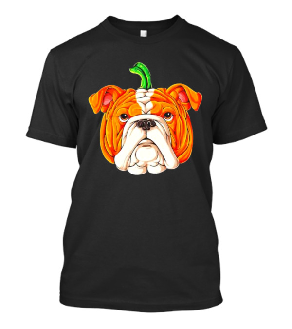 Pumpkin Bulldog Halloween Face Fusion T-Shirt