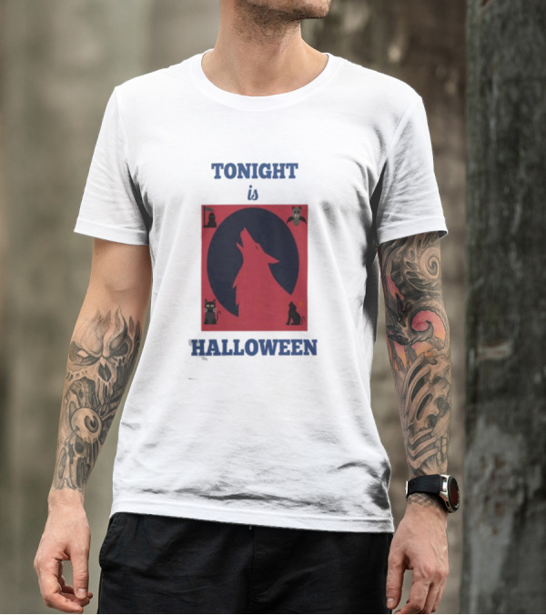Tonight Is Halloween Dark Wolf Cats Bats Moon T-Shirt