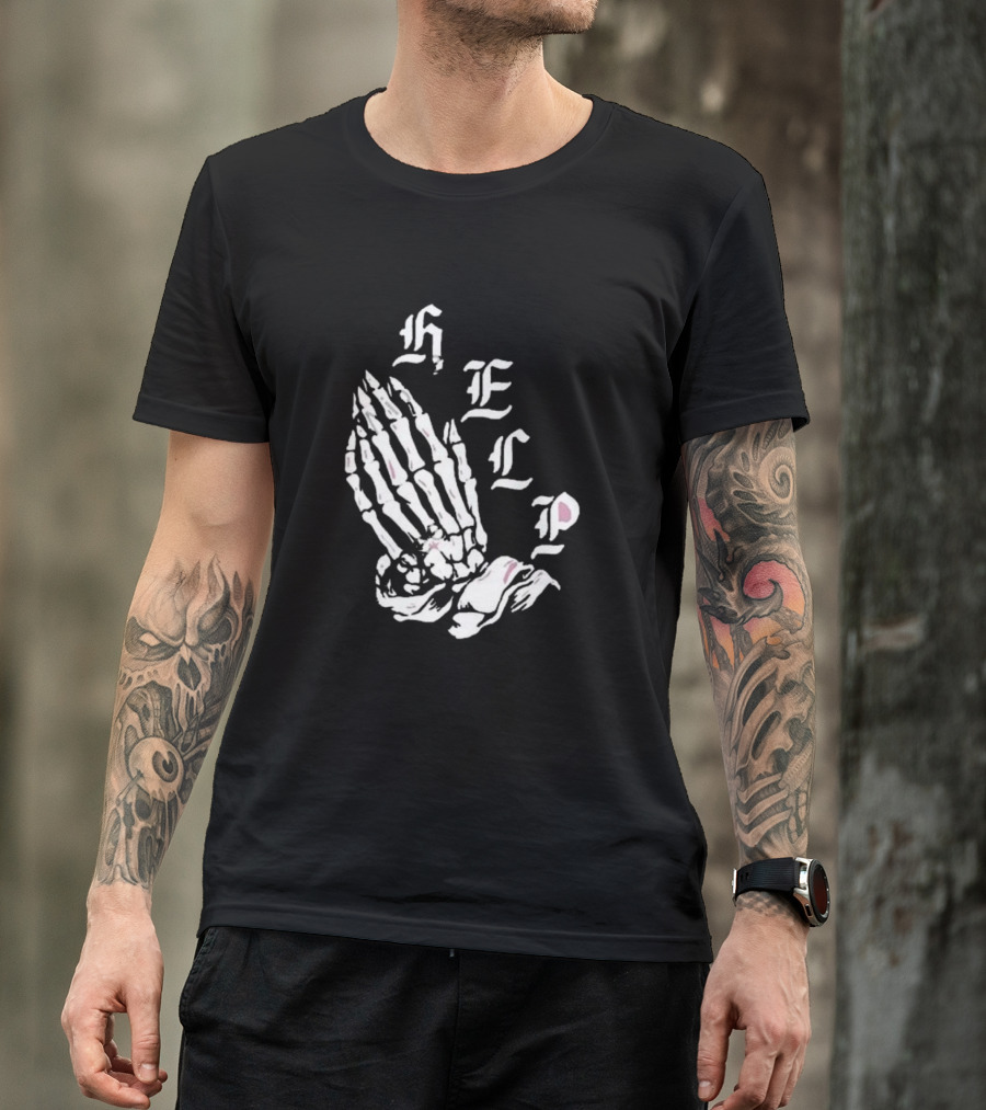 Brandon Lake Store Lake HELP Skeleton Hand Bones T-Shirt