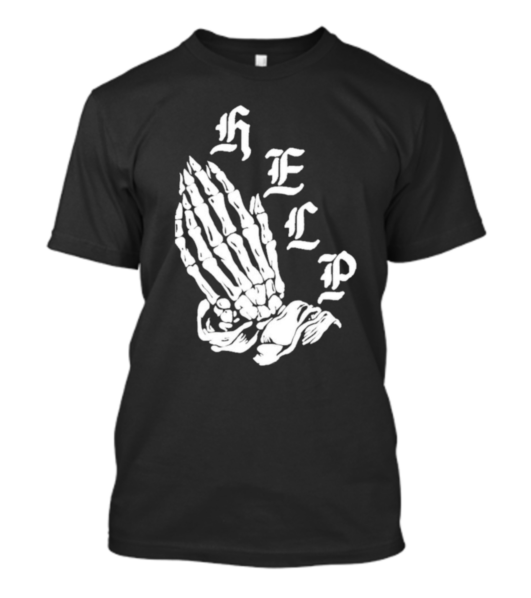 HELP Bones Puff Print Skeleton Hands T-Shirt