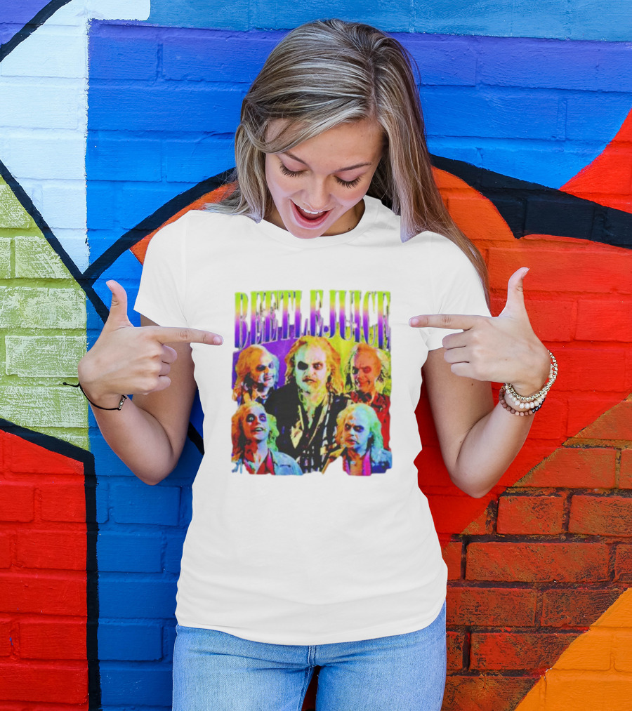 Beetlejuice Multicolor Faces Fantasy Horror Movie T-Shirt