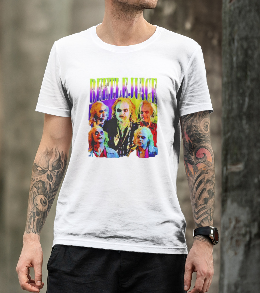 Beetlejuice Multicolor Faces Fantasy Horror Movie T-Shirt