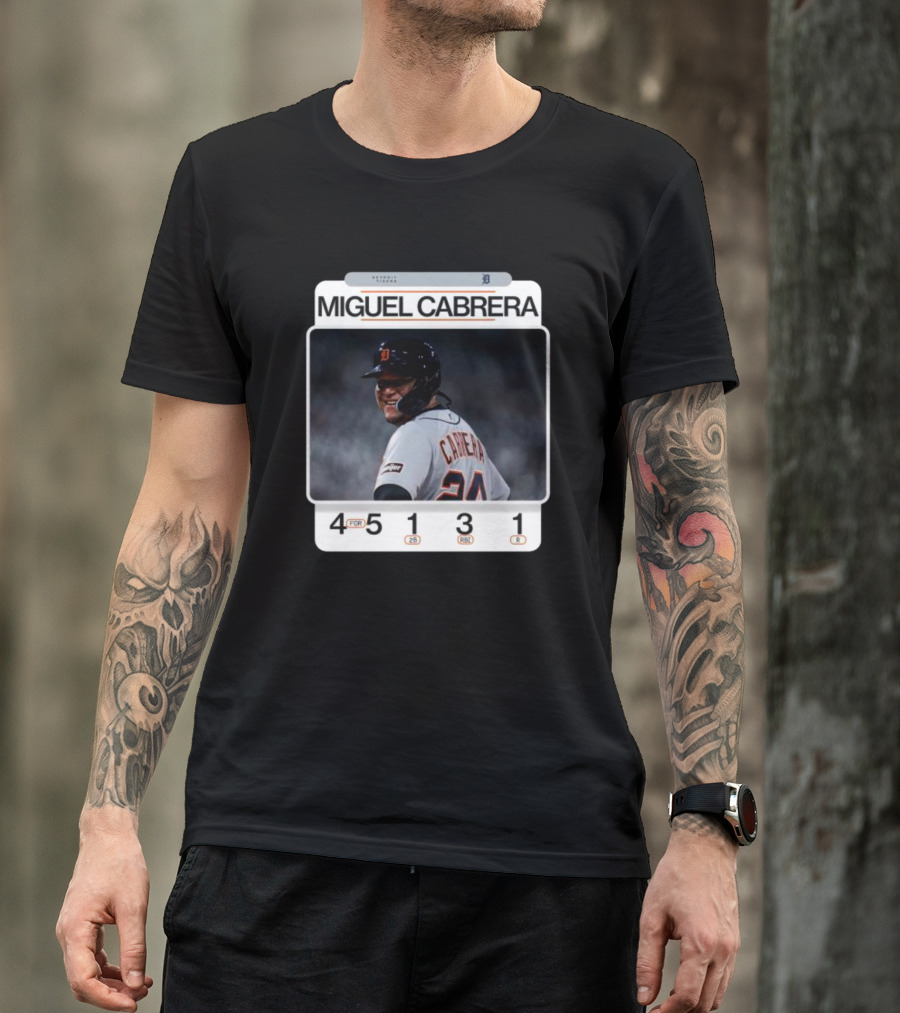 Miguel Cabrera 49th Career 4-Hit Game Detroit Tigers 24 Baseball Statistics T-Shirt