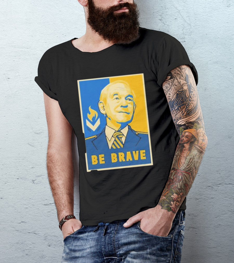 Ron Paul Be Brave Inspirational Blue And Yellow T-Shirt