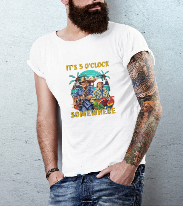 It's 5 O'Clock Somewhere Jimmy Buffett Paradise Scene T-Shirt